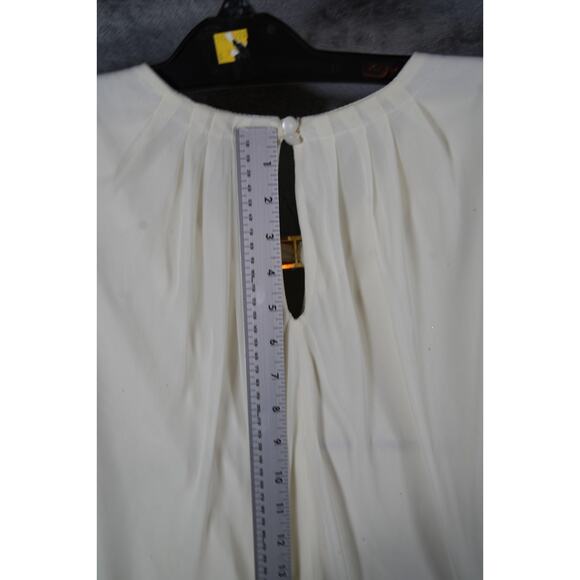 Womens Sleeveless White Gold Chevron Dress Sequin Skirt Blouson Top M Party - Picture 6 of 7